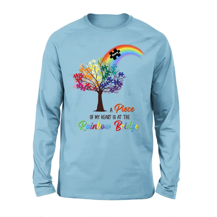 Personalized Memorial T-shirt/Long Sleeve/Sweatshirt/Hoodie - Memorial Gift Idea - A Piece Of My Heart Is At The Rainbow Bridge