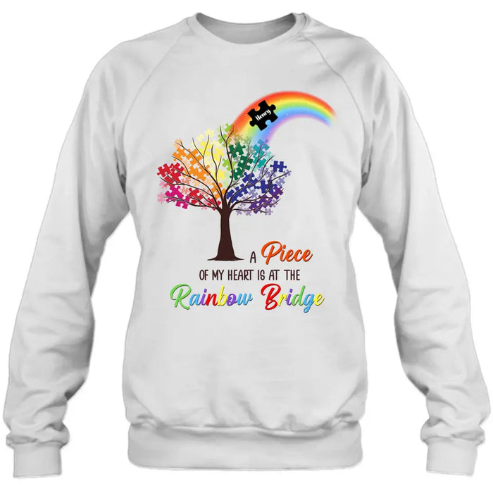 Personalized Memorial T-shirt/Long Sleeve/Sweatshirt/Hoodie - Memorial Gift Idea - A Piece Of My Heart Is At The Rainbow Bridge