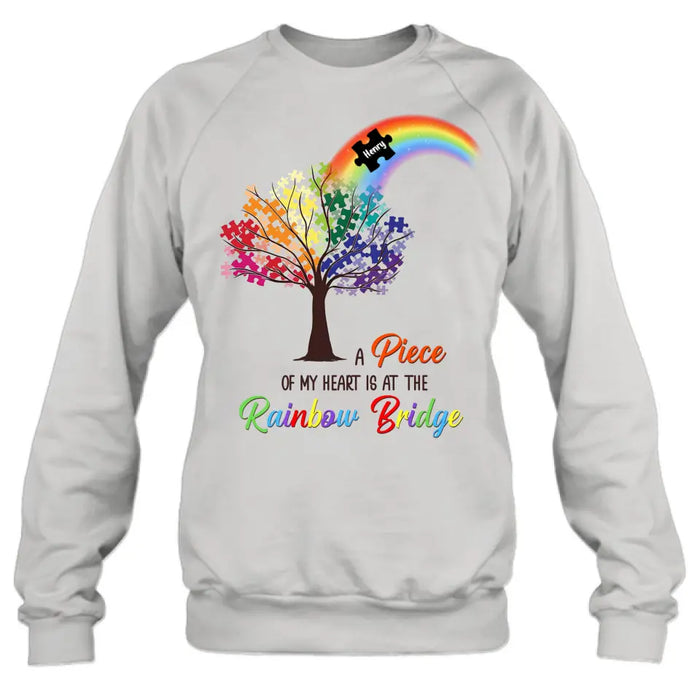 Personalized Memorial T-shirt/Long Sleeve/Sweatshirt/Hoodie - Memorial Gift Idea - A Piece Of My Heart Is At The Rainbow Bridge