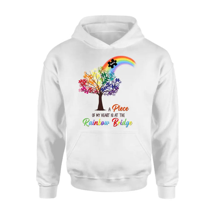 Personalized Memorial T-shirt/Long Sleeve/Sweatshirt/Hoodie - Memorial Gift Idea - A Piece Of My Heart Is At The Rainbow Bridge