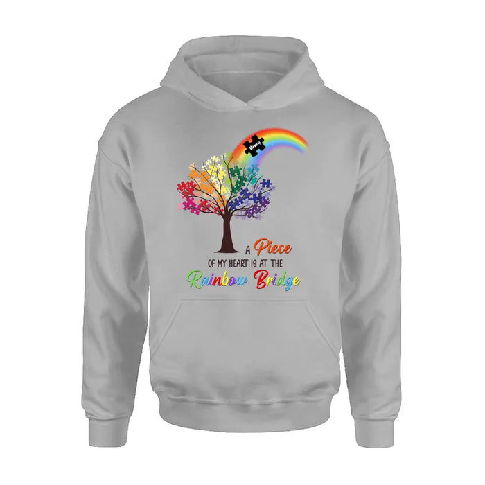 Personalized Memorial T-shirt/Long Sleeve/Sweatshirt/Hoodie - Memorial Gift Idea - A Piece Of My Heart Is At The Rainbow Bridge