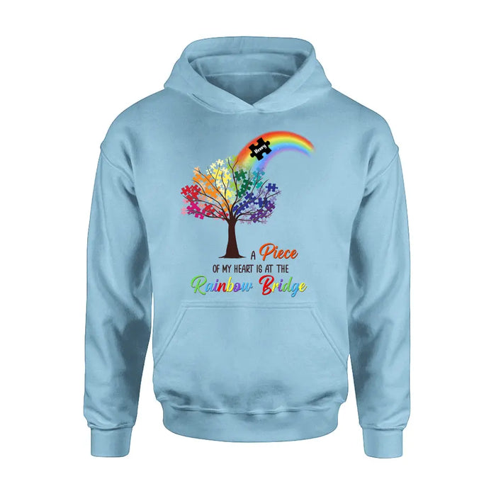 Personalized Memorial T-shirt/Long Sleeve/Sweatshirt/Hoodie - Memorial Gift Idea - A Piece Of My Heart Is At The Rainbow Bridge