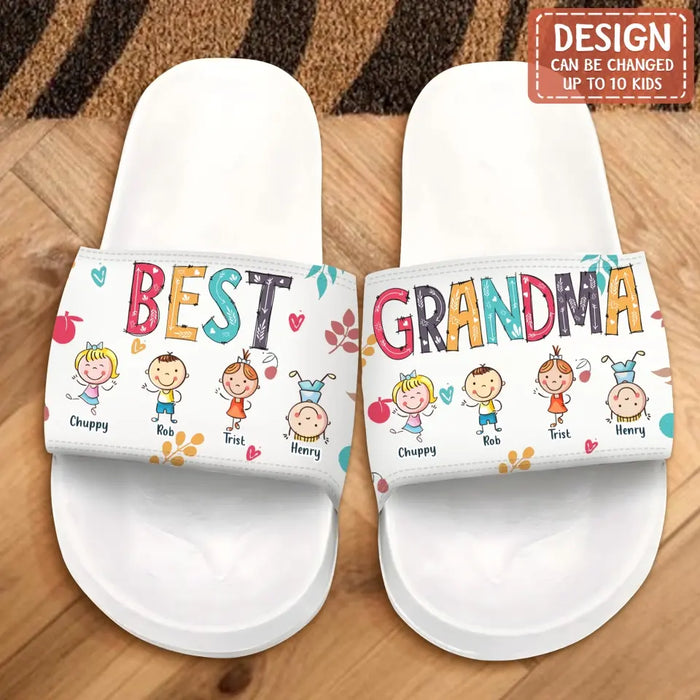 Personalized Best Grandma Women's Sandals - Up to 10 Kids - Gift Idea To Grandma/Mom