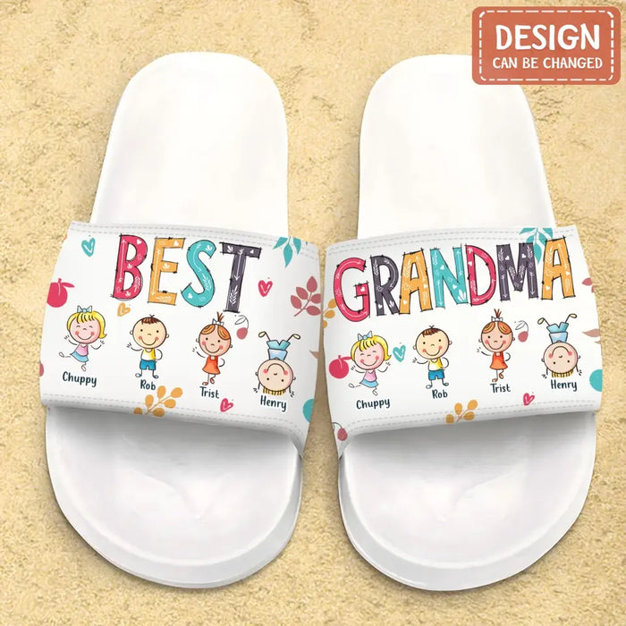 Personalized Best Grandma Women's Sandals - Up to 10 Kids - Gift Idea To Grandma/Mom