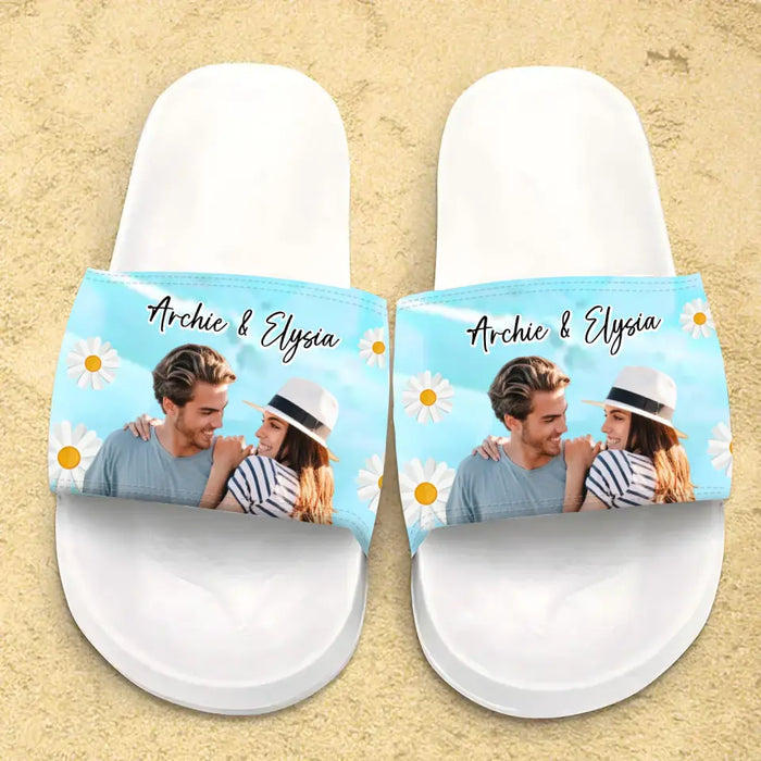 Custom Personalized Couple Sandals - Upload Photo - Gift Idea For Couple