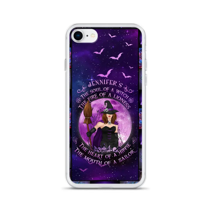 Custom Personalized Witch Purple Phone Case - Halloween Gift Idea - The Soul Of A Witch The Fire Of A Lioness - Case for iPhone/ Samsung