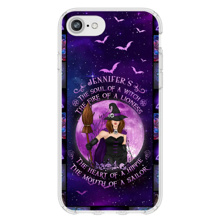 Custom Personalized Witch Purple Phone Case - Halloween Gift Idea - The Soul Of A Witch The Fire Of A Lioness - Case for iPhone/ Samsung