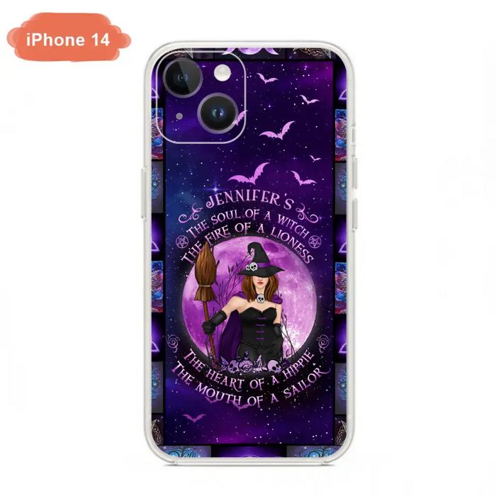 Custom Personalized Witch Purple Phone Case - Halloween Gift Idea - The Soul Of A Witch The Fire Of A Lioness - Case for iPhone/ Samsung