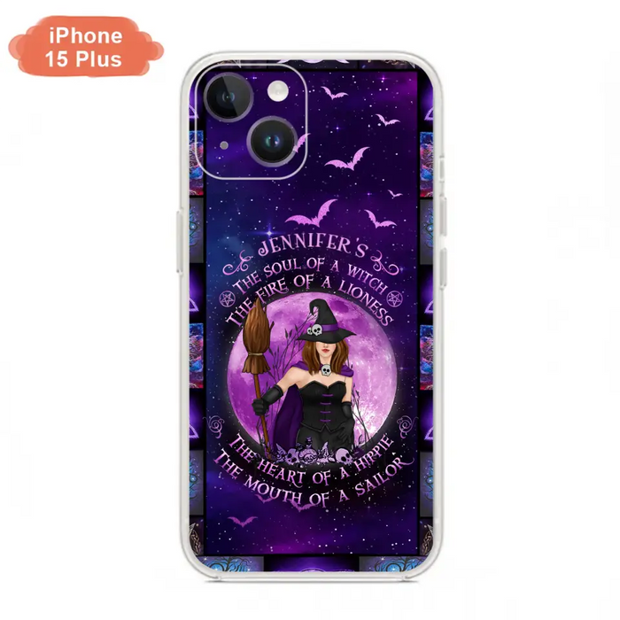 Custom Personalized Witch Purple Phone Case - Halloween Gift Idea - The Soul Of A Witch The Fire Of A Lioness - Case for iPhone/ Samsung