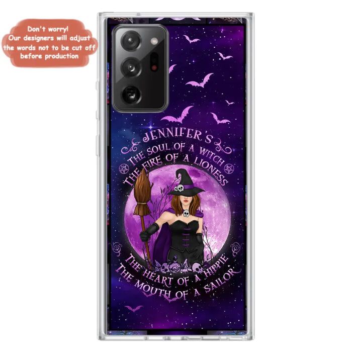 Custom Personalized Witch Purple Phone Case - Halloween Gift Idea - The Soul Of A Witch The Fire Of A Lioness - Case for iPhone/ Samsung