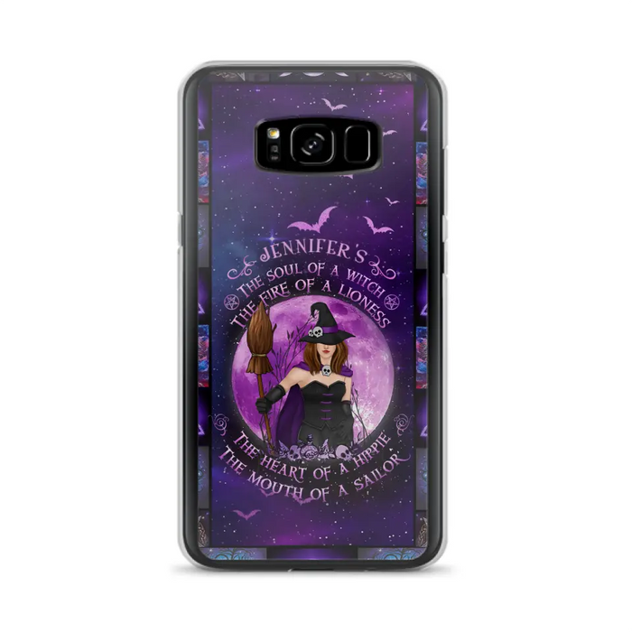 Custom Personalized Witch Purple Phone Case - Halloween Gift Idea - The Soul Of A Witch The Fire Of A Lioness - Case for iPhone/ Samsung