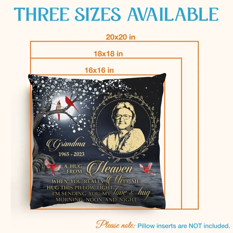 Personalized Memorial Pillow Cover - Memorial Gift Idea - A Hug From Heaven When You Really Miss Me Hug This Pillow Tight