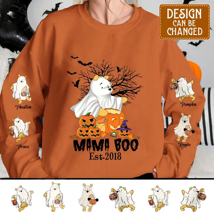 Custom Personalized Grandma/Mom AOP Sweater - Upto 8 Kids - Halloween Gift Idea For Grandma/ Mother - Mama Boo