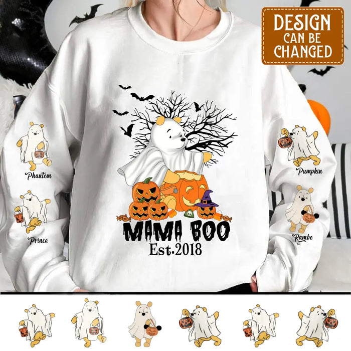 Custom Personalized Grandma/Mom AOP Sweater - Upto 8 Kids - Halloween Gift Idea For Grandma/ Mother - Mama Boo