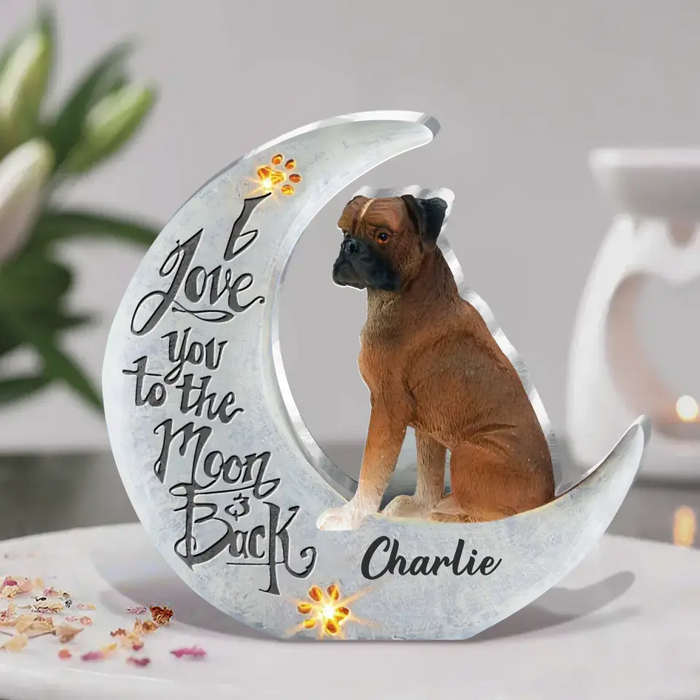Personalized Dog Acrylic Plaque - Mother's Day Gift Idea For Dog Lover - I Love You To The Moon And Back