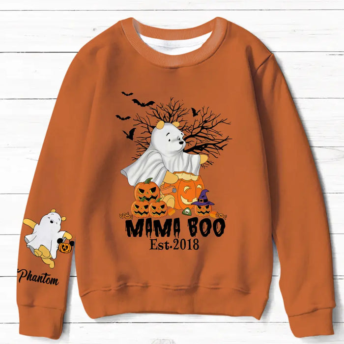 Custom Personalized Grandma/Mom AOP Sweater - Upto 8 Kids - Halloween Gift Idea For Grandma/ Mother - Mama Boo