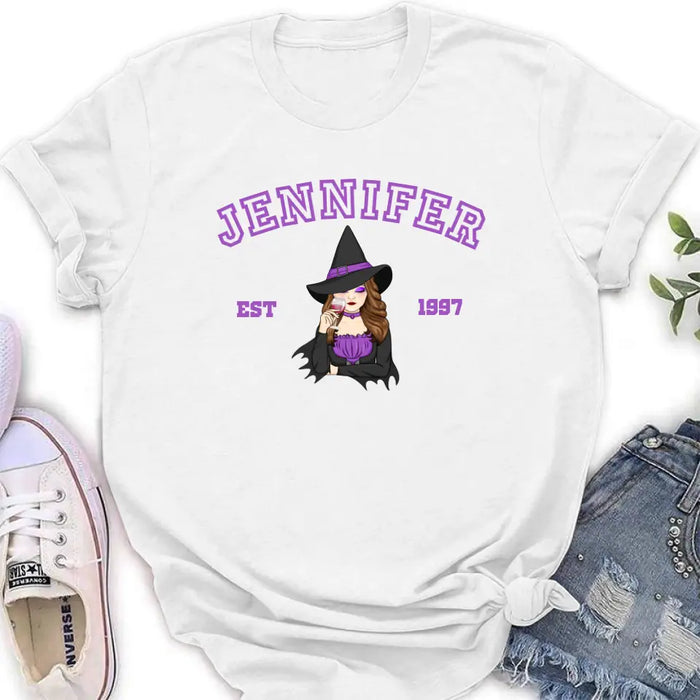 Custom Personalized Witch T-shirt/ Long Sleeve/ Sweatshirt/ Hoodie - Custom Name - Halloween Gift Idea For Witch/ Bestie