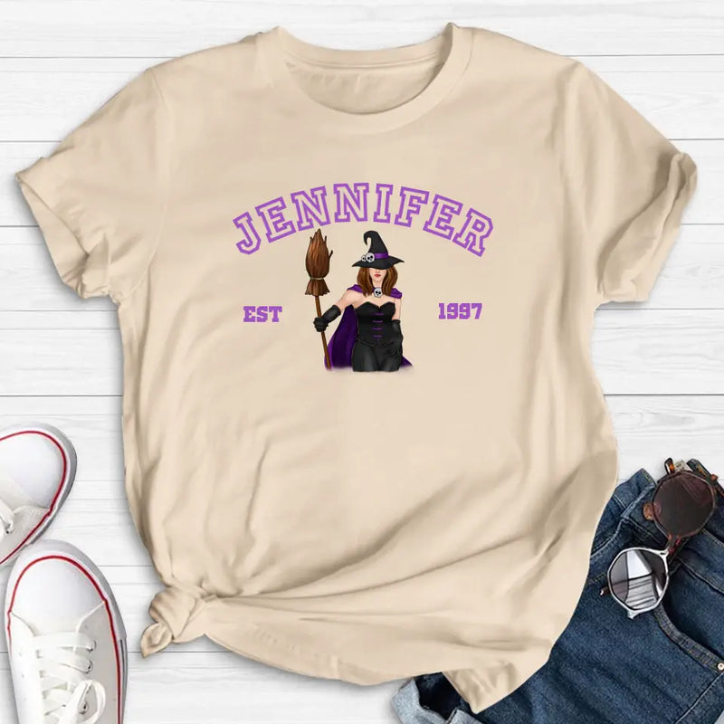 Personalized Witch T-shirt/Long Sleeve/Sweatshirt/Hoodie - Halloween Gift Idea For Witch/Bestie - Custom Name