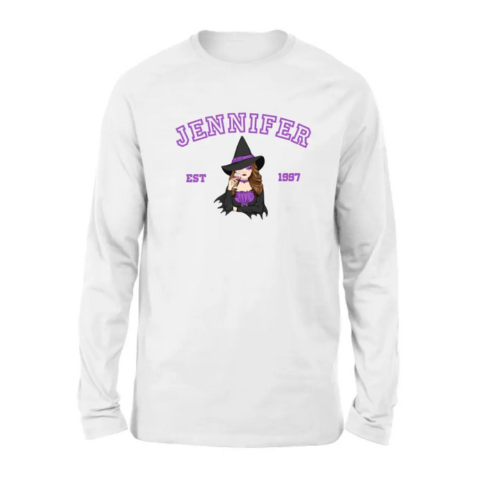 Custom Personalized Witch T-shirt/ Long Sleeve/ Sweatshirt/ Hoodie - Custom Name - Halloween Gift Idea For Witch/ Bestie