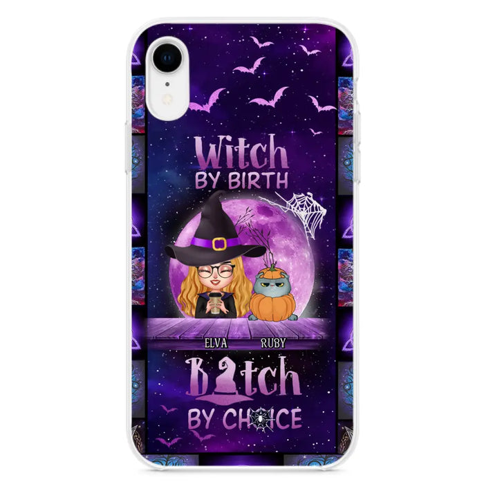 Custom Personalized Witch Phone Case - Gift Idea For Witch/ Dog/ Cat Lover - Upto 4 Pets - Witch By Birth - Case For iPhone/ Samsung