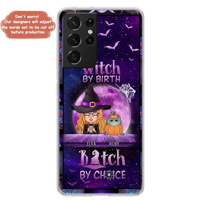 Custom Personalized Witch Phone Case - Gift Idea For Witch/ Dog/ Cat Lover - Upto 4 Pets - Witch By Birth - Case For iPhone/ Samsung