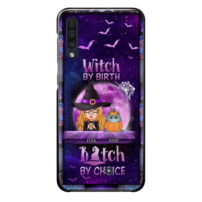 Custom Personalized Witch Phone Case - Gift Idea For Witch/ Dog/ Cat Lover - Upto 4 Pets - Witch By Birth - Case For iPhone/ Samsung