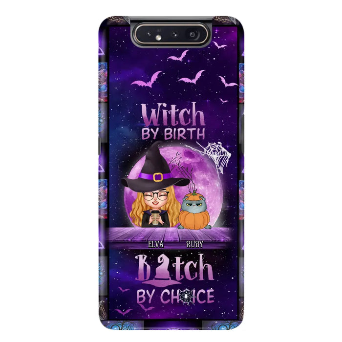 Custom Personalized Witch Phone Case - Gift Idea For Witch/ Dog/ Cat Lover - Upto 4 Pets - Witch By Birth - Case For iPhone/ Samsung