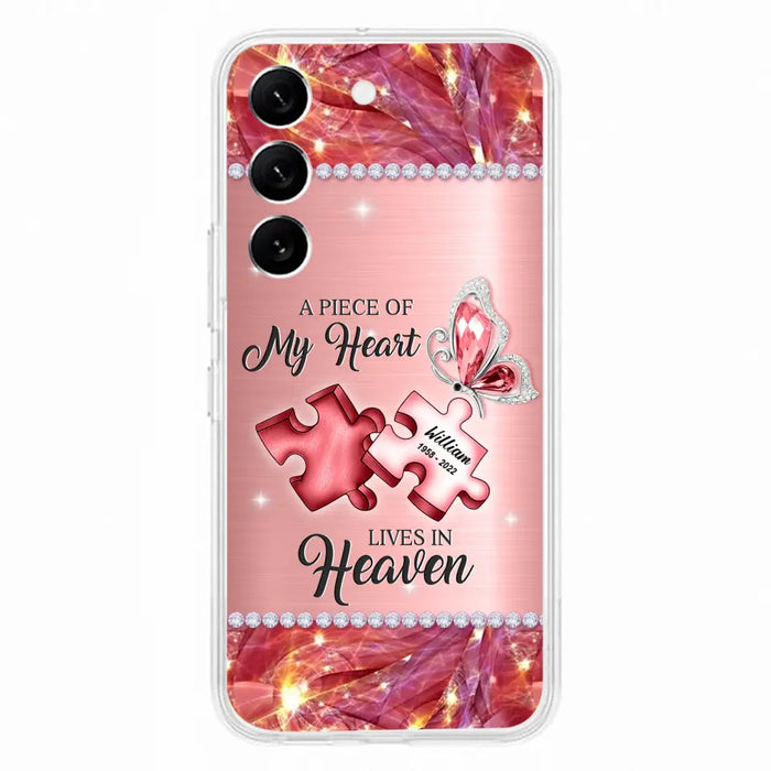 Custom Personalized Memorial Phone Case - Memorial Gift Idea for Father's Day -  A Piece Of My Heart Lives In Heaven - Case for iPhone/Samsung