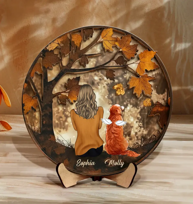 Personalized Autumn Pet Mom 2 Layered Wooden Art - Gift Idea for Cat/Dog/Rabbit Lover - Up to 3 Pets