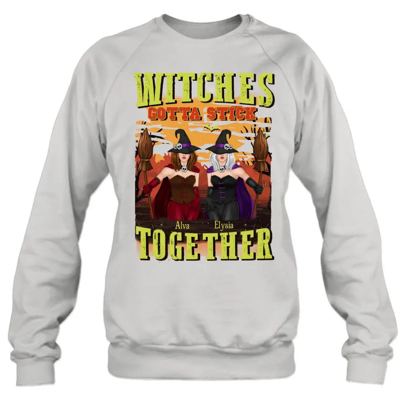 Personalized Witch Besties T-shirt/Long Sleeve/Sweatshirt/Hoodie - Halloween Gift Idea For Friends/Besties/Sisters - Witches Gotta Stick Together