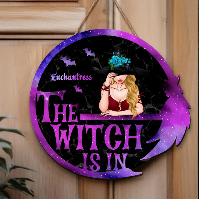 Custom Personalized Witch Wooden Sign - The Witch Is In - Gift Idea For Halloween/ Witch/ Pagan Decor