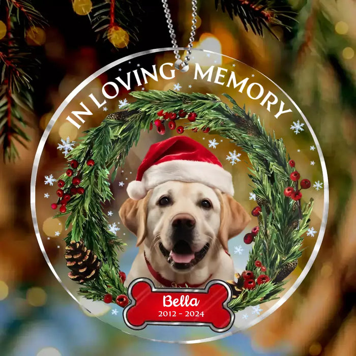 Custom Personalized Christmas Dog Acrylic Ornament - Upload Photo - Memorial Gift Idea For Dog Lover/ Christmas - In Loving Memory Of