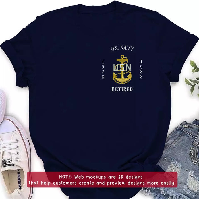 Personalized Veteran Retired Embroidered T-Shirt/Sweater/Hoodie - Father's Day Gift Idea for Veteran