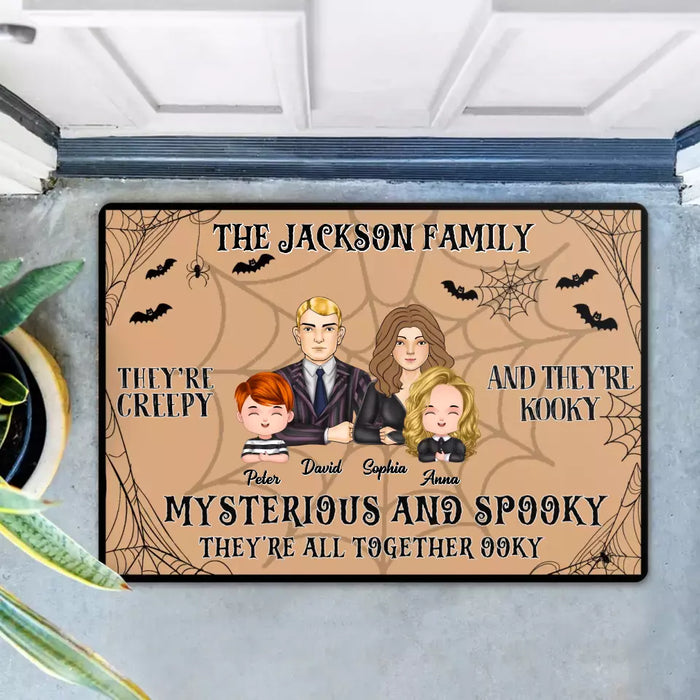 Custom Personalized Family Doormat - Halloween Gift Idea For Couple/ Family - Couple/ Parents With Kids - They're All Together Ooky