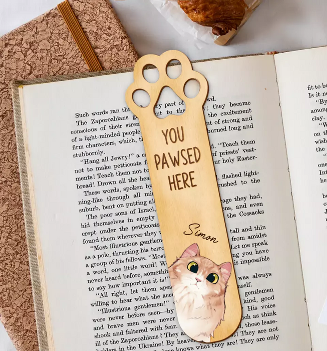 Personalized Cat Wooden Bookmark - Gift Idea For Reading Lover/Cat Lover - Up to 5 Cats - You Pawsed Here