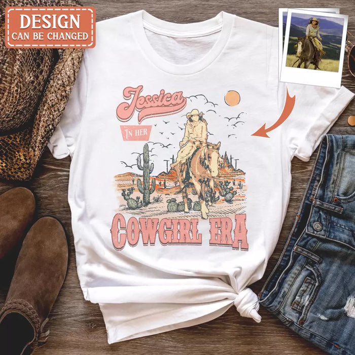 Custom Personalized Cowgirl T-shirt - Upload Photo - Gift Idea To Girl Friend/ Cowgirl