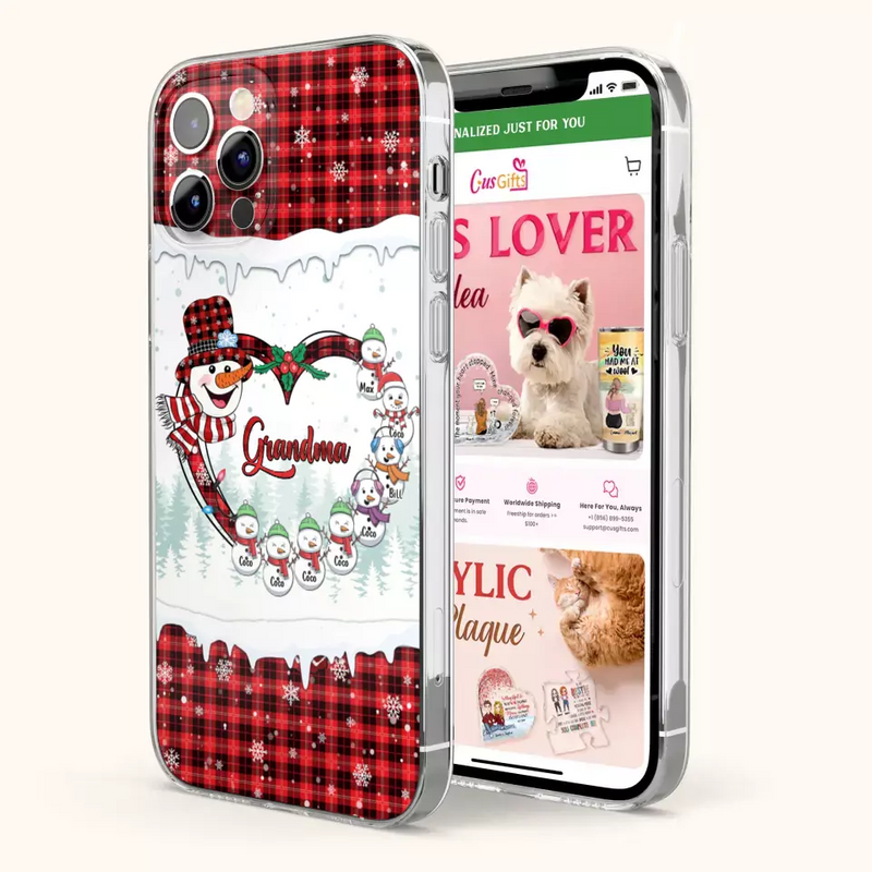 Personalized Christmas Grandma Children Phone Case - Gift For Grandma/Mom - Up to 8 Kids - Case For iPhone/Samsung