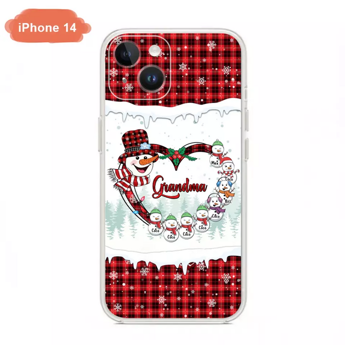 Custom Personalized Christmas Grandma Children Phone Case - Gift For Grandma/ Mom - Upto 8 Kids - Case For iPhone/ Samsung