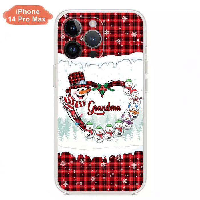 Custom Personalized Christmas Grandma Children Phone Case - Gift For Grandma/ Mom - Upto 8 Kids - Case For iPhone/ Samsung