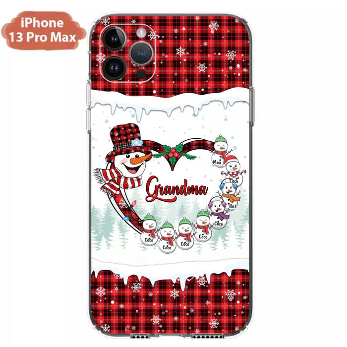 Custom Personalized Christmas Grandma Children Phone Case - Gift For Grandma/ Mom - Upto 8 Kids - Case For iPhone/ Samsung