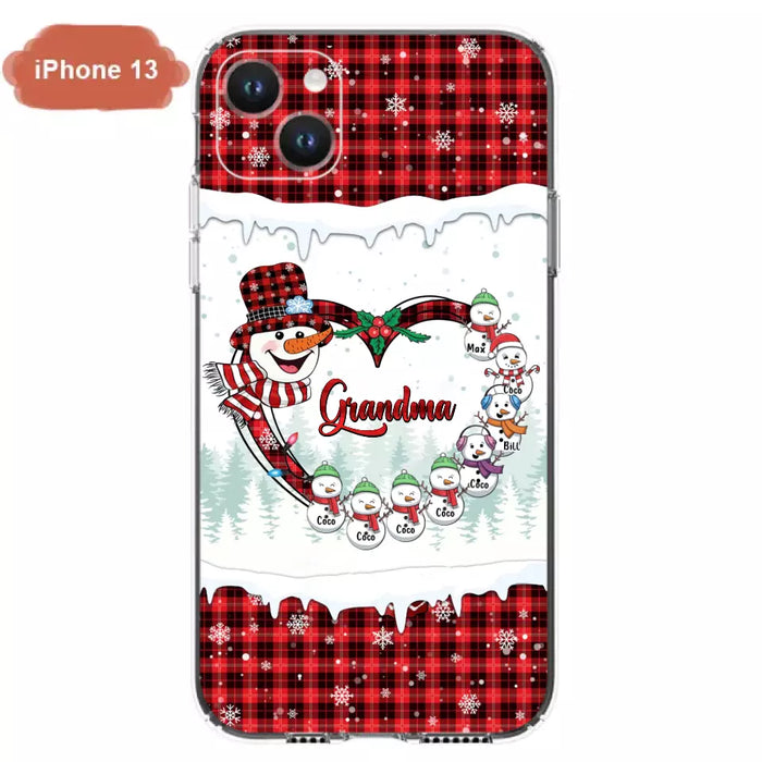 Custom Personalized Christmas Grandma Children Phone Case - Gift For Grandma/ Mom - Upto 8 Kids - Case For iPhone/ Samsung