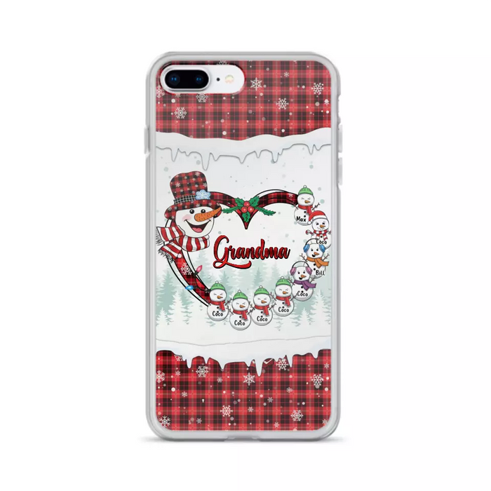 Custom Personalized Christmas Grandma Children Phone Case - Gift For Grandma/ Mom - Upto 8 Kids - Case For iPhone/ Samsung