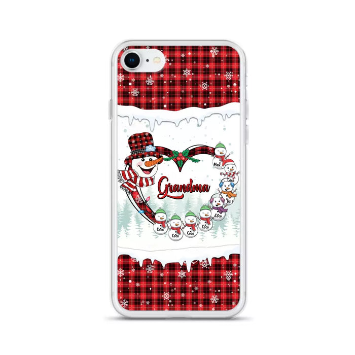 Custom Personalized Christmas Grandma Children Phone Case - Gift For Grandma/ Mom - Upto 8 Kids - Case For iPhone/ Samsung