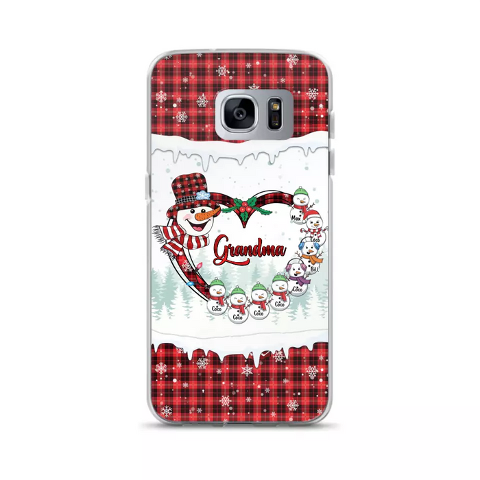 Custom Personalized Christmas Grandma Children Phone Case - Gift For Grandma/ Mom - Upto 8 Kids - Case For iPhone/ Samsung