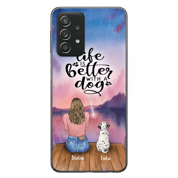 Custom Personalized Dog Mom Phone Case - Gifts For Dog Lovers With Upto 4 Dogs - Life Is Better With A Dog - Case For iPhone, Samsung And Xiaomi