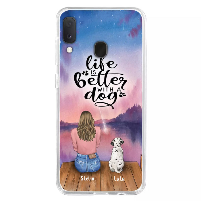 Custom Personalized Dog Mom Phone Case - Gifts For Dog Lovers With Upto 4 Dogs - Life Is Better With A Dog - Case For iPhone, Samsung And Xiaomi