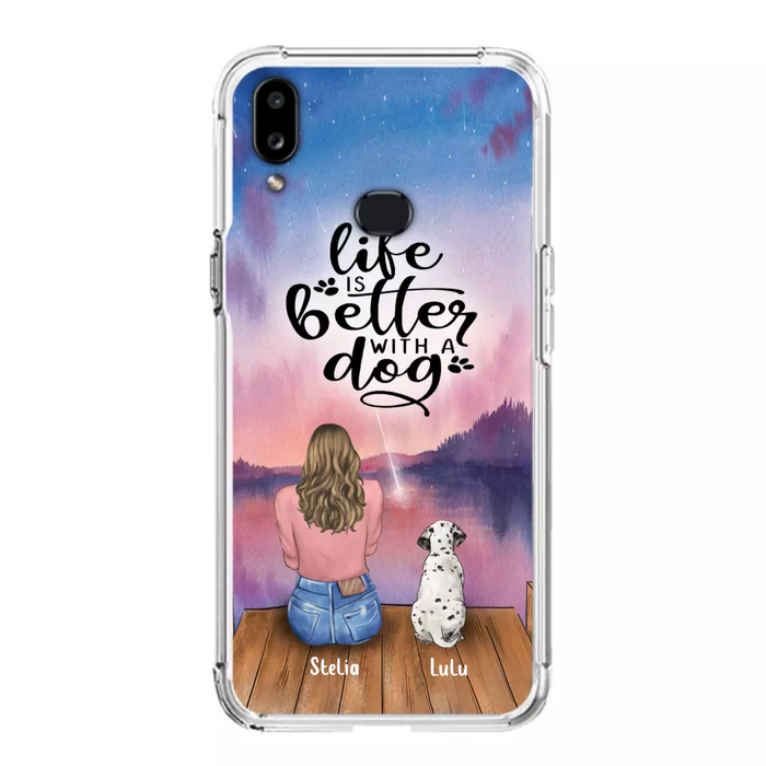 Custom Personalized Dog Mom Phone Case - Gifts For Dog Lovers With Upto 4 Dogs - Life Is Better With A Dog - Case For iPhone, Samsung And Xiaomi