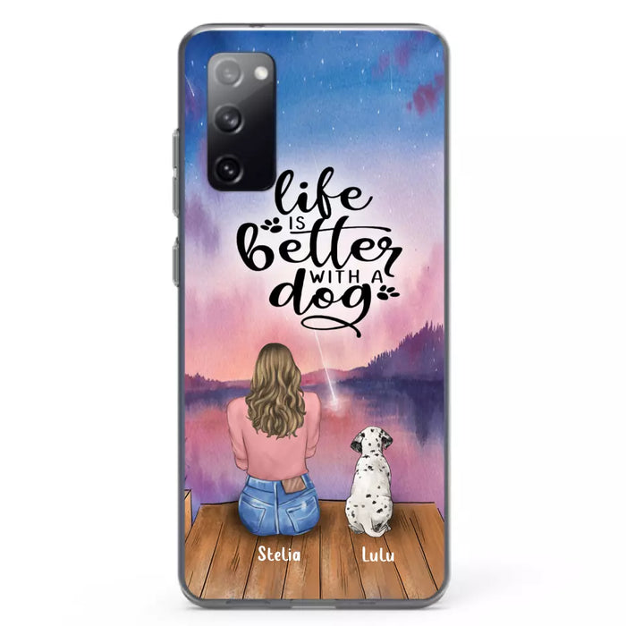 Custom Personalized Dog Mom Phone Case - Gifts For Dog Lovers With Upto 4 Dogs - Life Is Better With A Dog - Case For iPhone, Samsung And Xiaomi