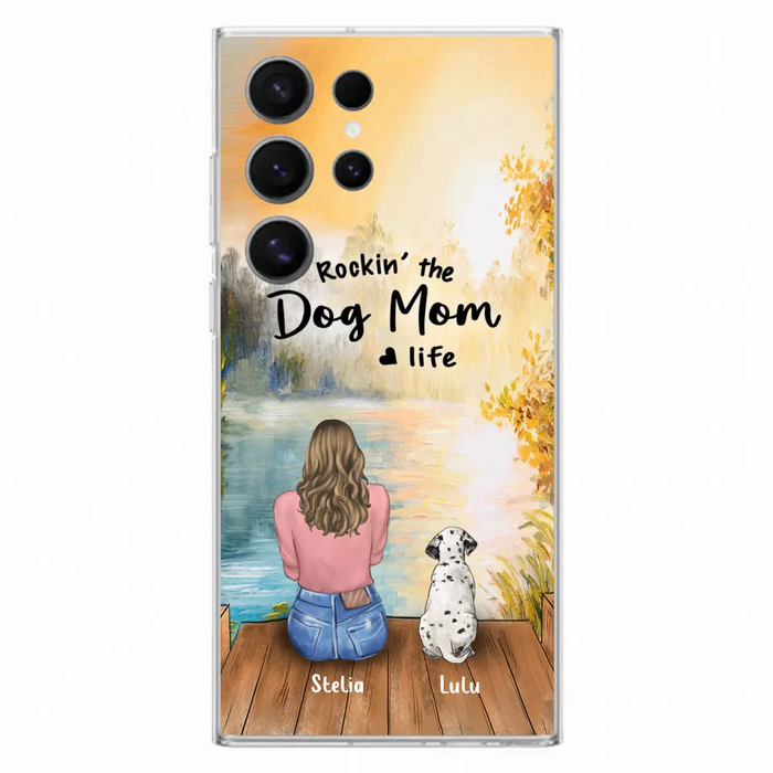 Custom Personalized Dog Mom Phone Case - Gifts For Dog Lovers With Upto 4 Dogs - Rockin' The Dog Mom Life - Case For iPhone, Samsung And Xiaomi