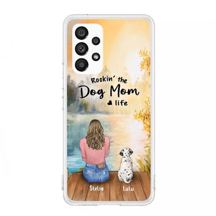 Custom Personalized Dog Mom Phone Case - Gifts For Dog Lovers With Upto 4 Dogs - Rockin' The Dog Mom Life - Case For iPhone, Samsung And Xiaomi